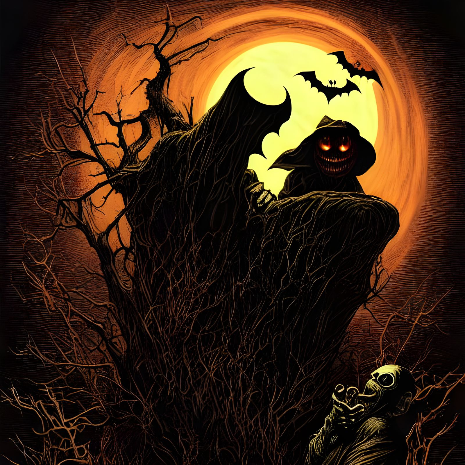 Creepy Halloween Boogieman in Digital Illustration Style