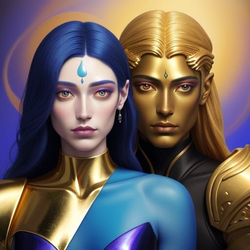 Surreal Portrait of Androgynous Phanes in Oil Painting