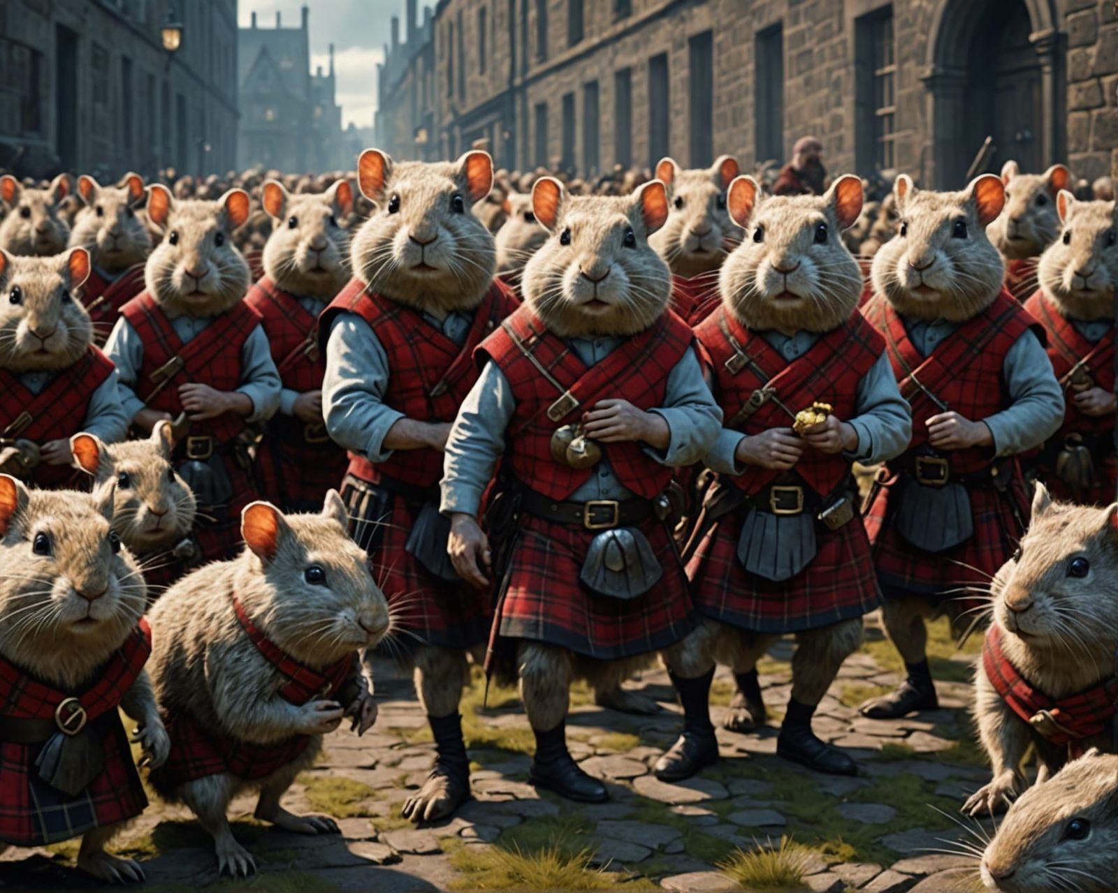 Hyper-Realistic Haggis Rodents Attack Scotsmen in Kilts