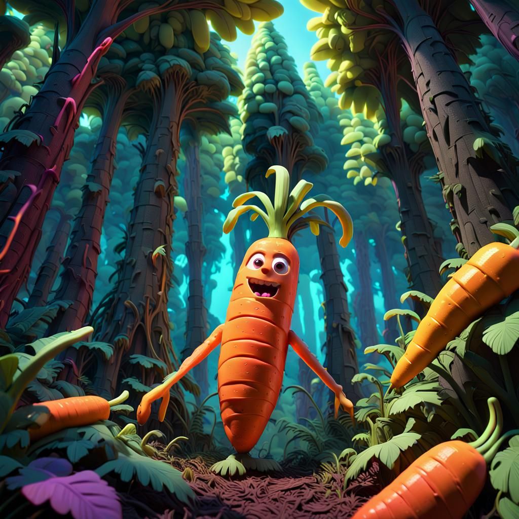 Fantastical Forest Scene in Vibrant 3D Digital Art