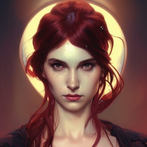 Intricate Portrait of Lilith in Art Nouveau Style
