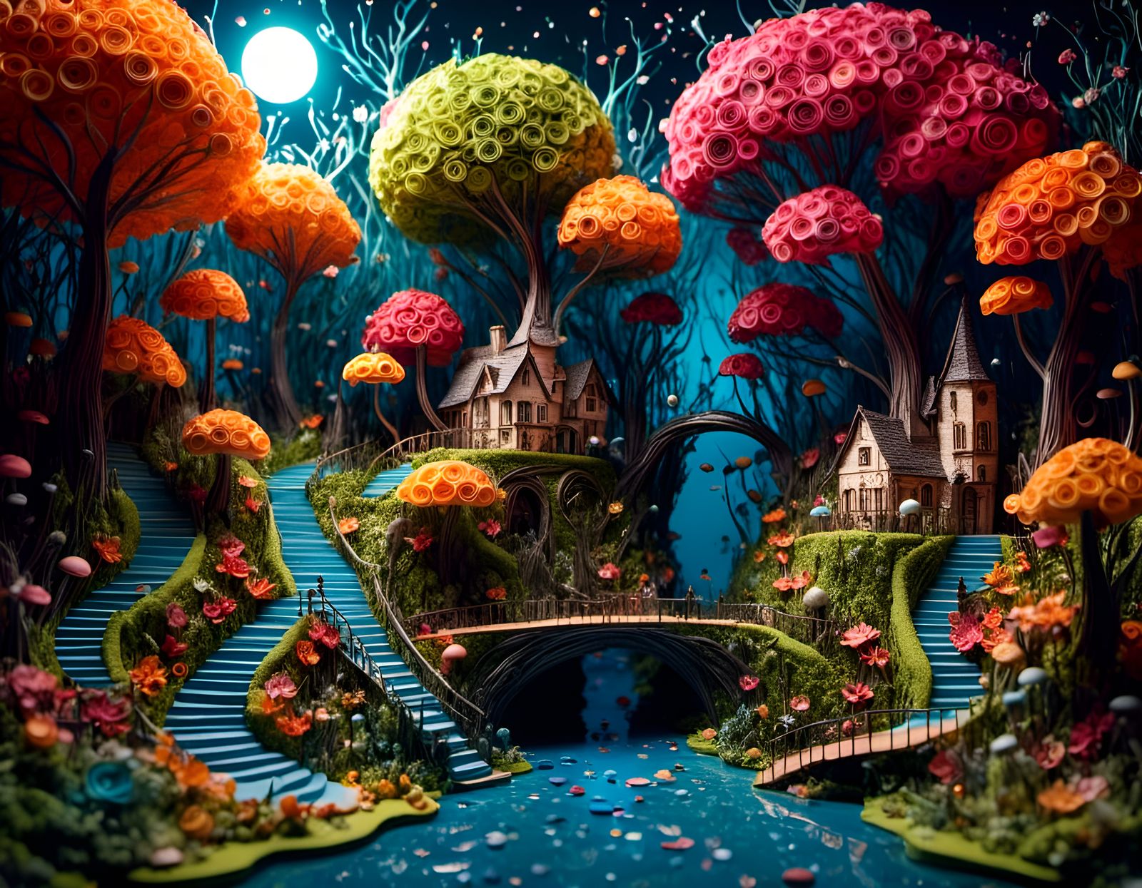 Enchanted Forest Paper Quilling in 3D Landscape Style