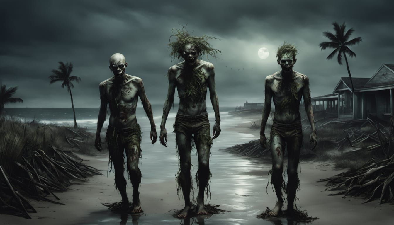 Boys Transforming into Zombies on Suburban Path