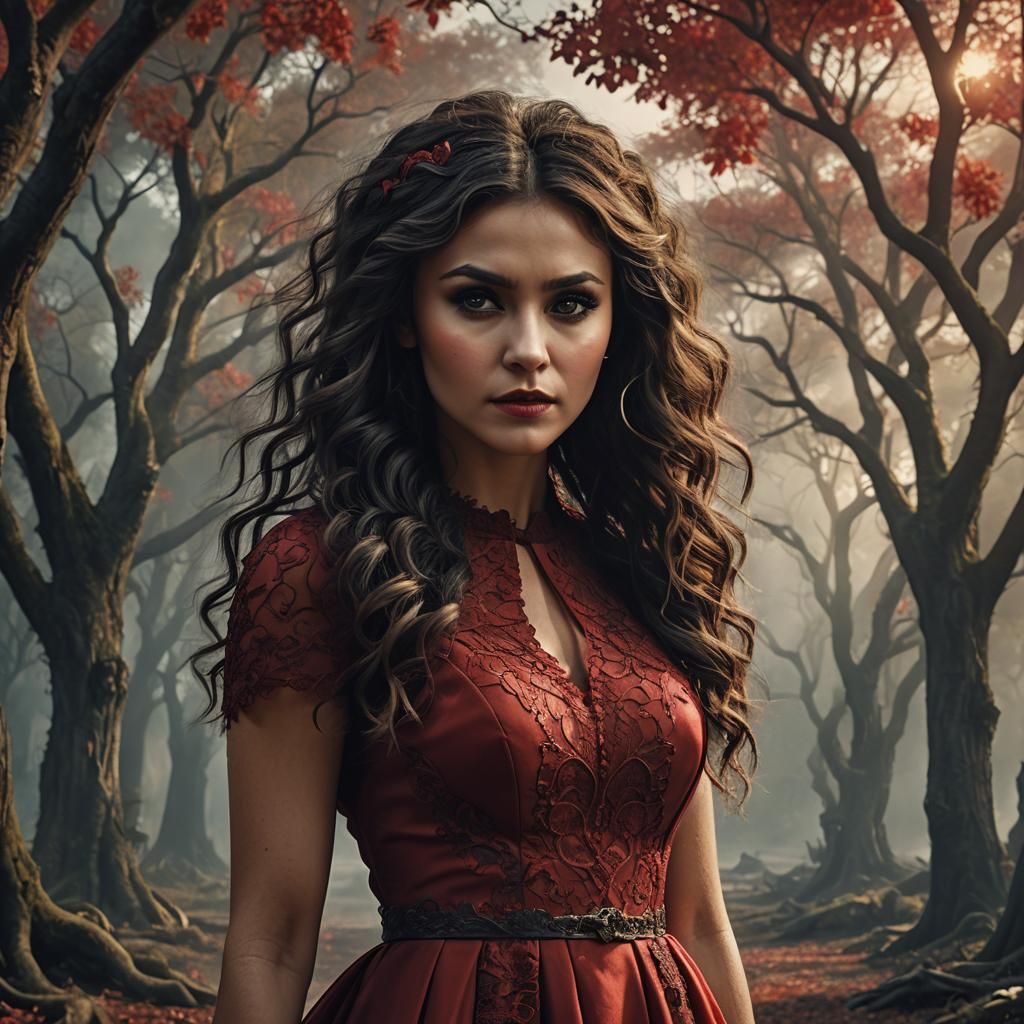 Cinematic Portrait of a Woman in Red Dress