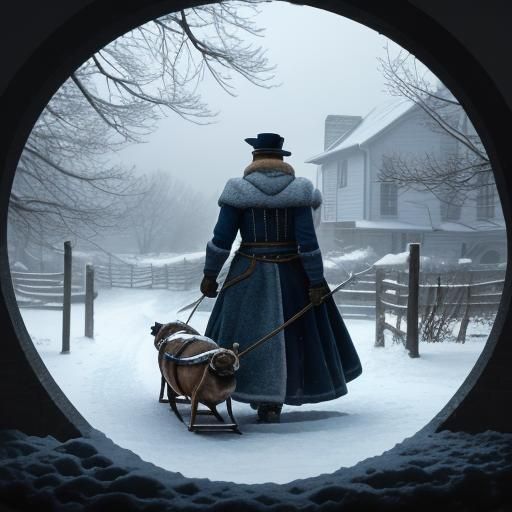 Whimsical Winter Wonderland Snowy Village Scene