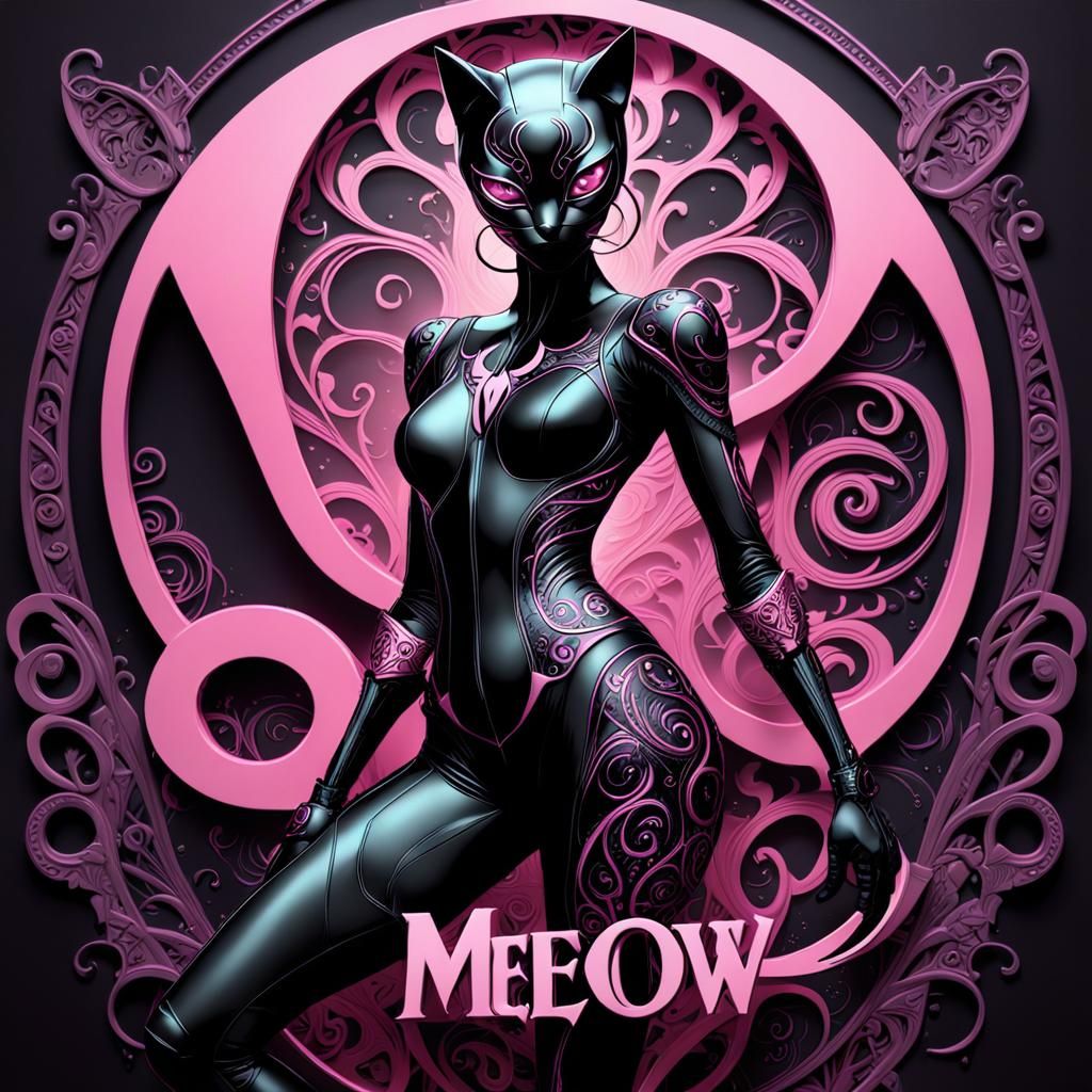 Catwoman in Symbiote Suit with Mystical Background