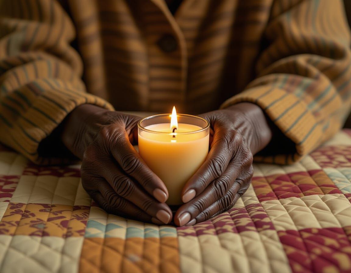 Hands Cupping Candle in Ultra-Realistic Lighting