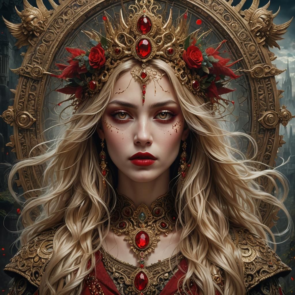 Mystical Latina Queen Portrait in Symbolist Style