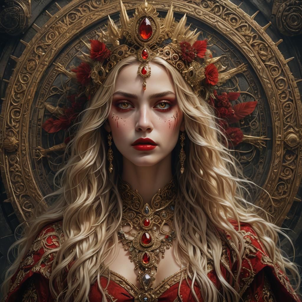 Mystical Latina Queen Portrait in Symbolist Style