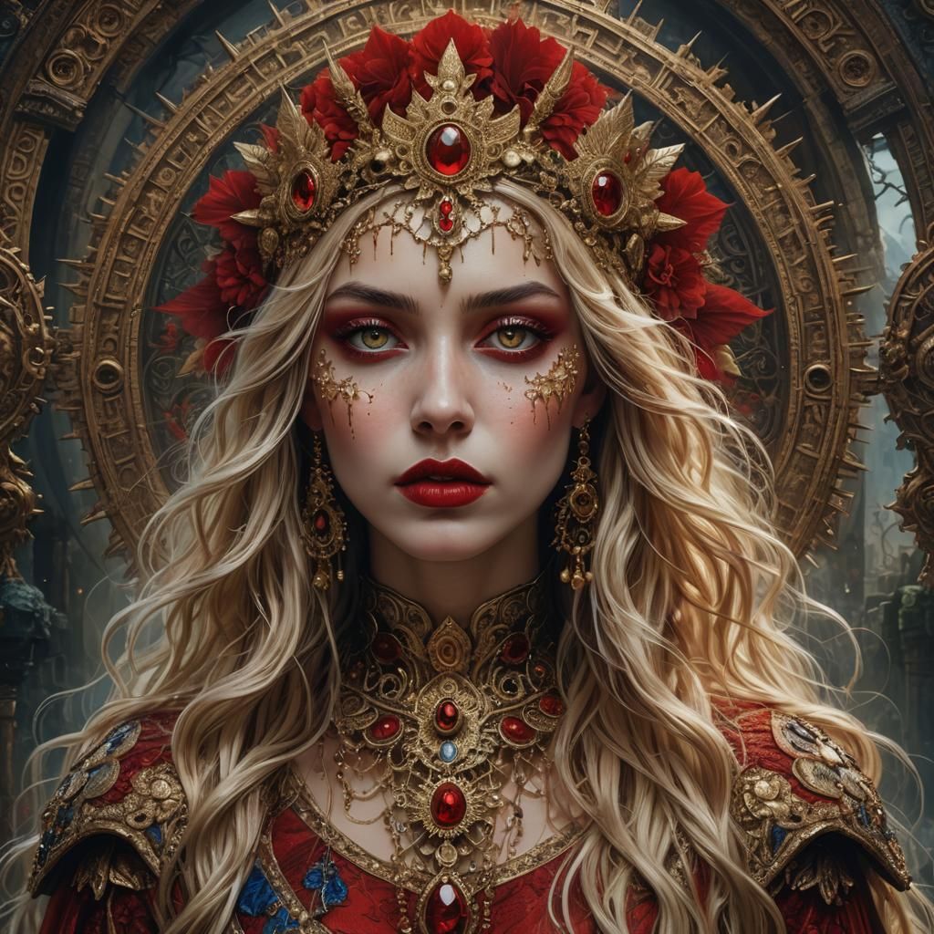 Mystical Latina Queen Portrait in Symbolist Style