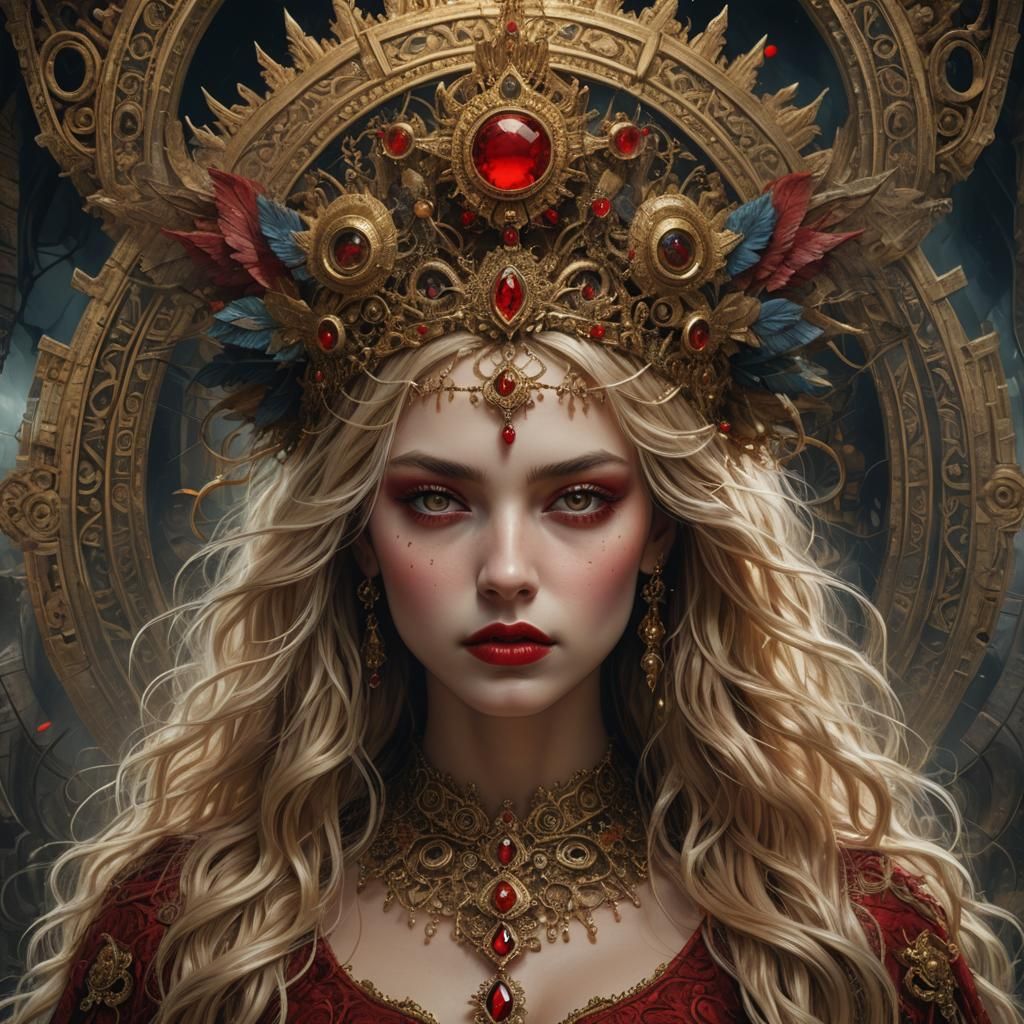 Mystical Queen Portrait in Symbolist Style