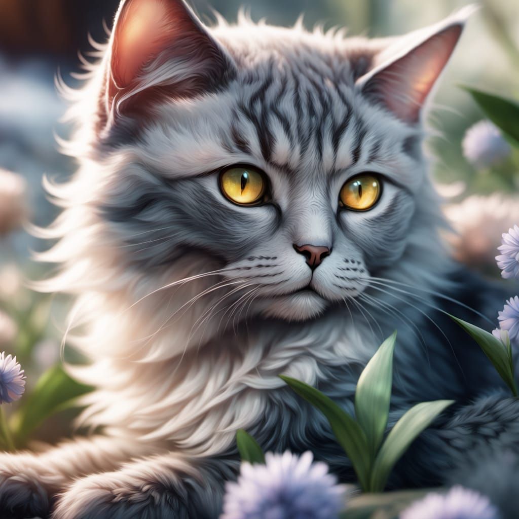 Whimsical Woman Holds Kitten Balls of Fluff in a Vibrant Mea...