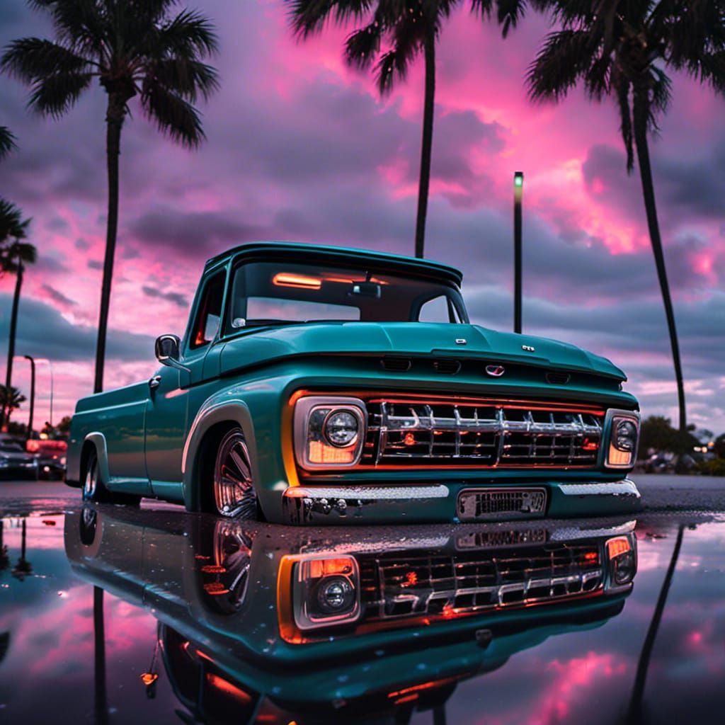 Ford F-150 Low Rider at Clearwater Beach Sunset