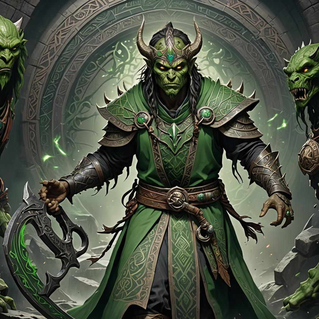 Goliath Bladesinger with Arcane Tattoos, Fantasy Art