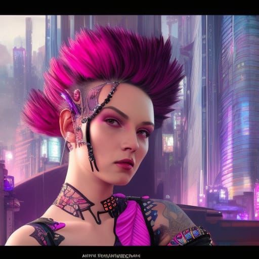 Punk Rock Princess in Cyberpunk City, Detailed Portrait