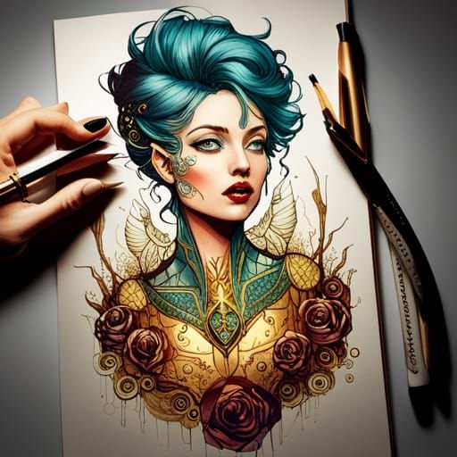 Steampunk Cybernetic Elven Queen Digital Painting