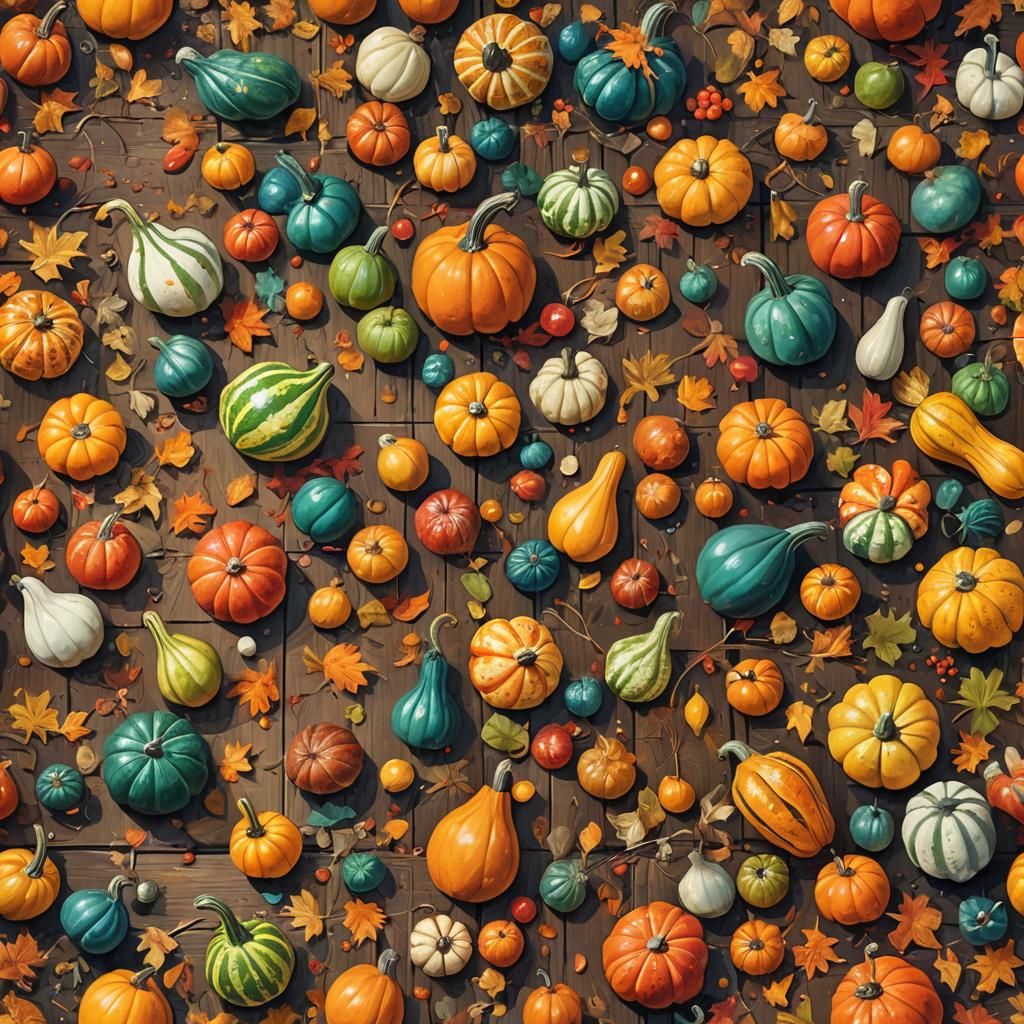 Warm Autumn Gourds: A Realistic Digital Painting