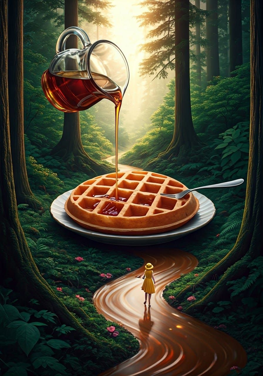 Giant Waffle River Runs Through Forest