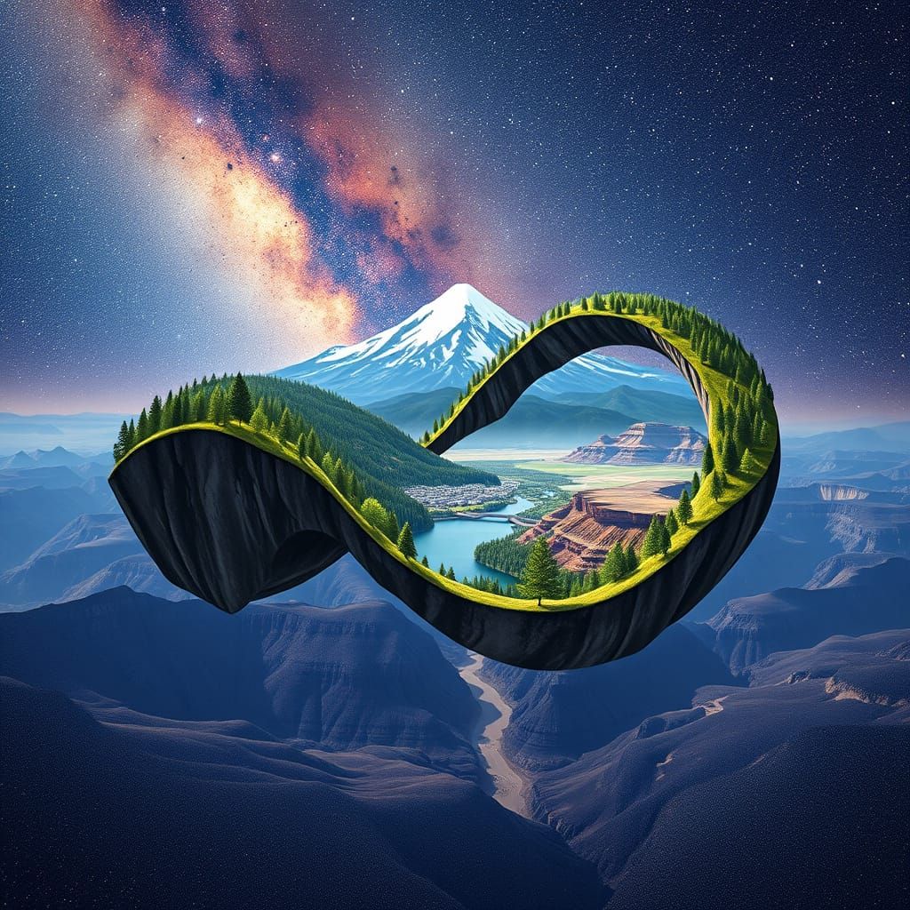 Infinite Surreal Landscape on Twisting Möbius Strip