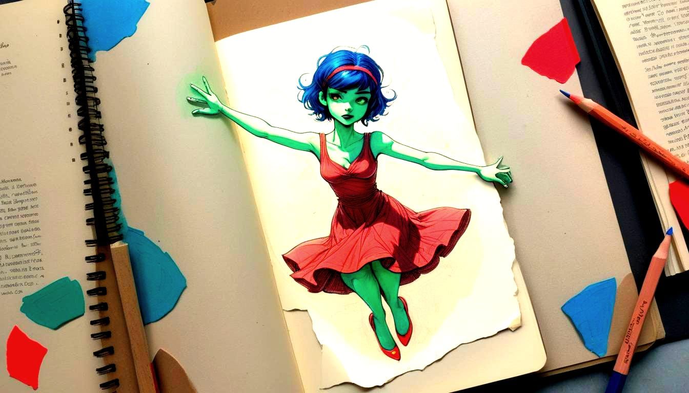 Sketch of a Luminous Woman in Comic Book Style