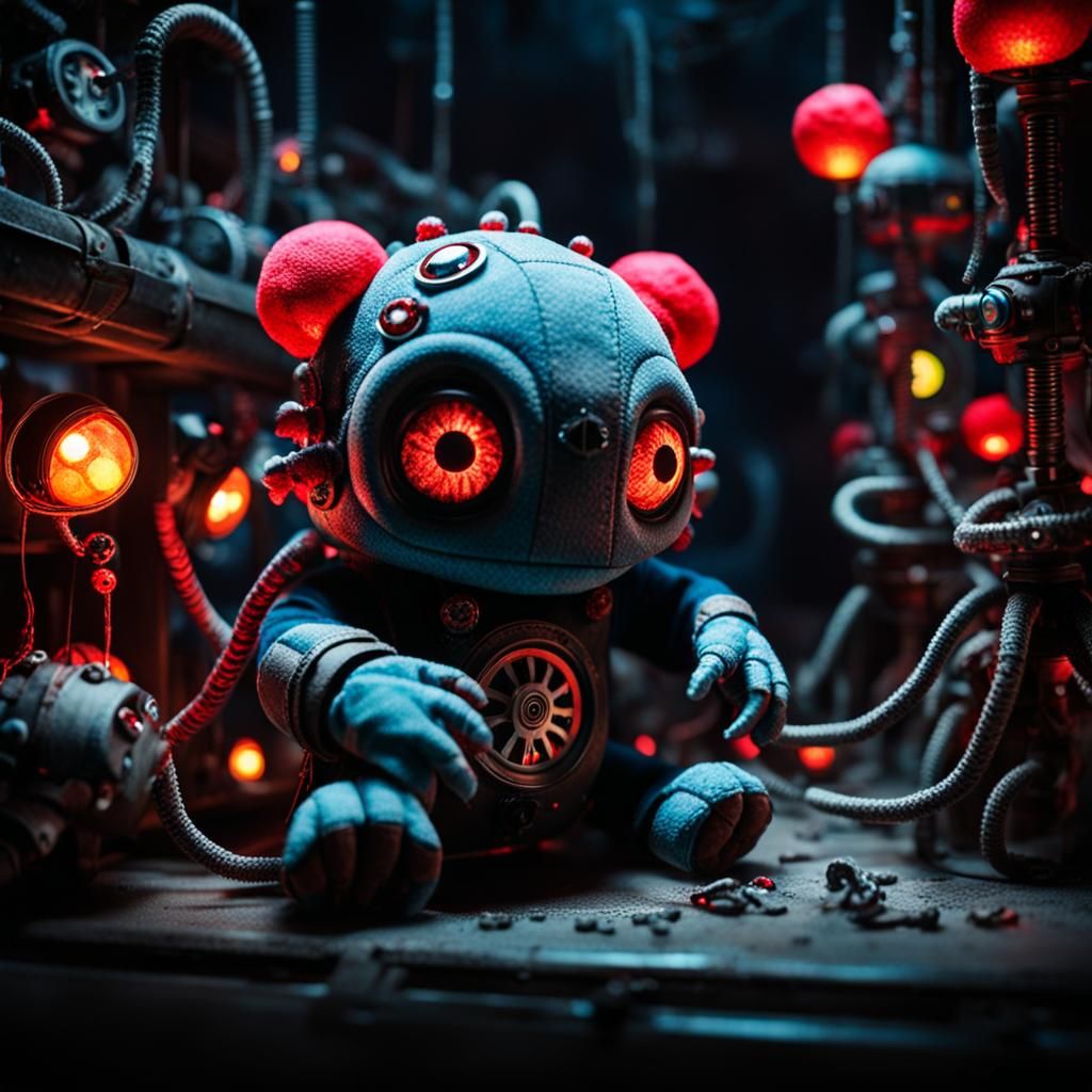 Creepy Steampunk Claw Machine with Evil Eyes