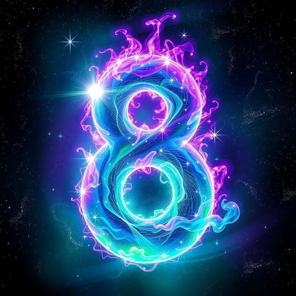 Cosmic Number 8 Unfolds in Vibrant Nebulae