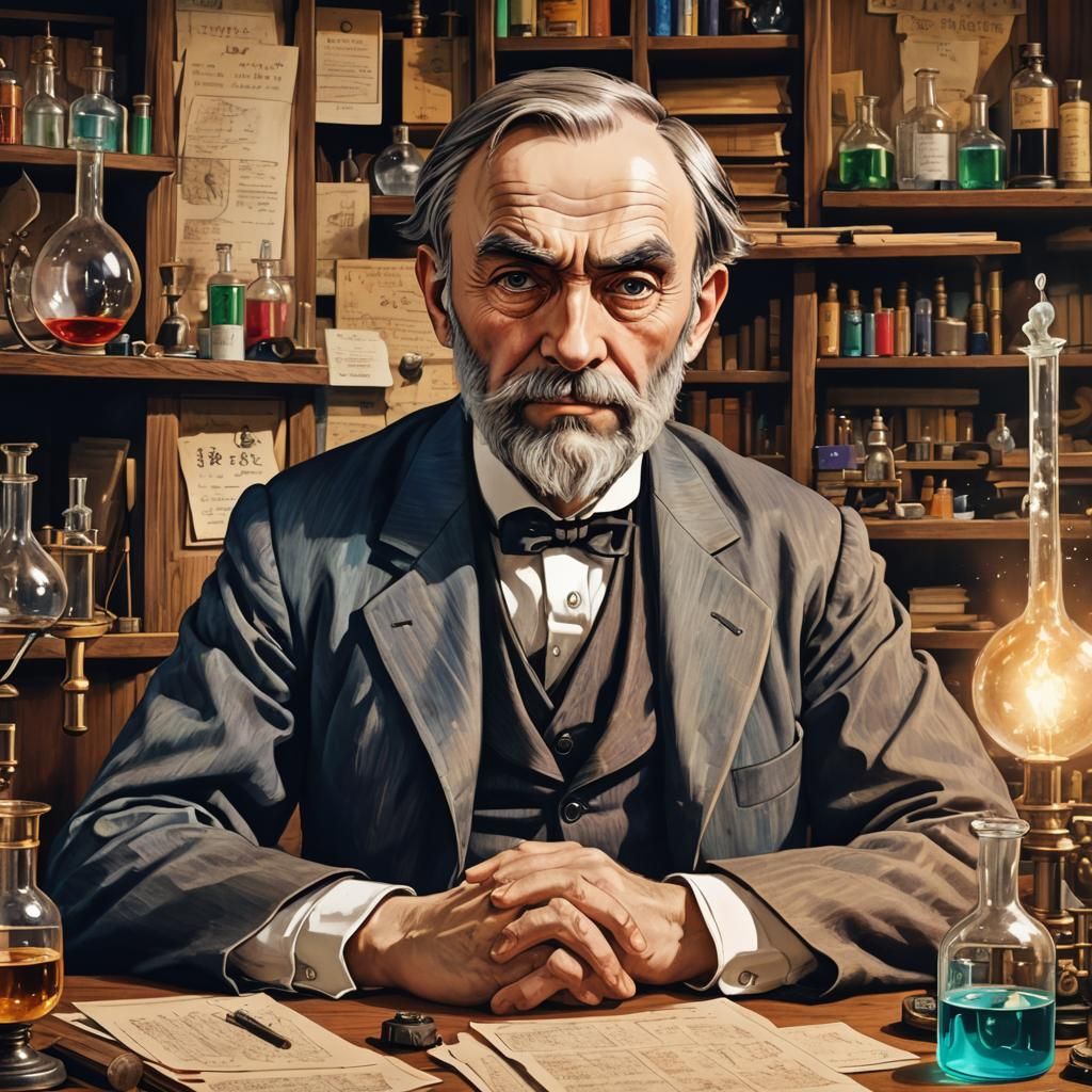 Alfred Nobel Portrait in Anime Style