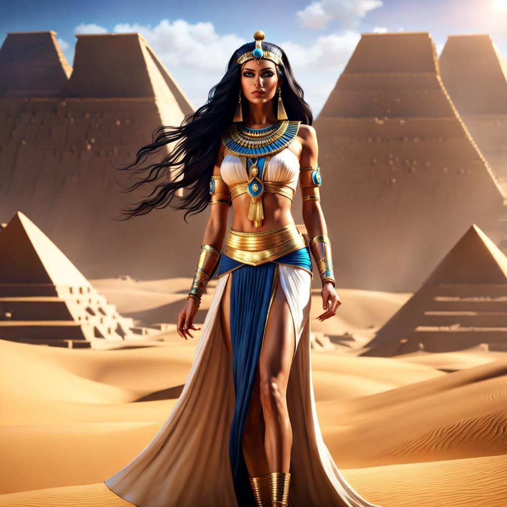 Beautiful Egyptian Woman in Ancient City, Splash Art