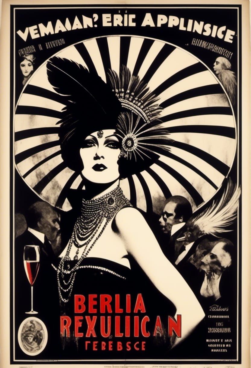 Berlin Cabaret Nightclub Poster in Expressionism Style