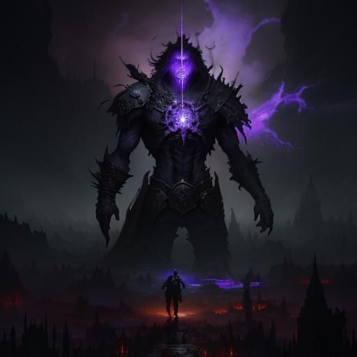 Dark Fantasy World in Purple and Yellow: Hyperdetailed Art