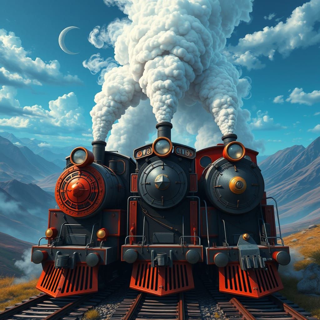 Anthropomorphic Trains Celebrate Friendship in Dreamlike Lan...