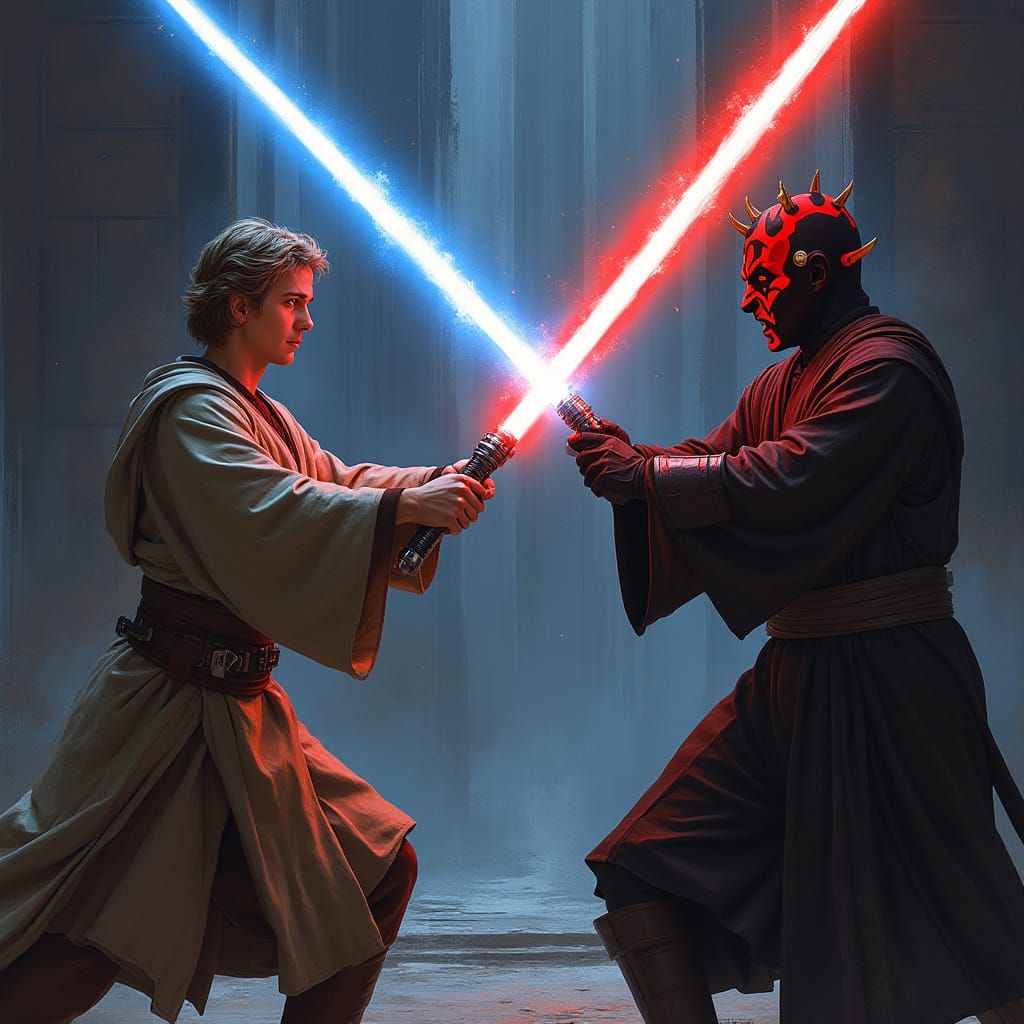 Anakin Skywalker vs Darth Maul in Epic Lightsaber Duel