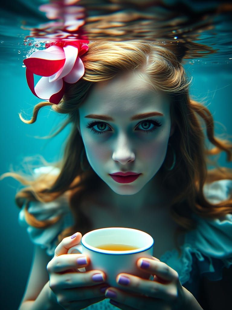 A Surreal Alice in Wonderland Underwater Portrait