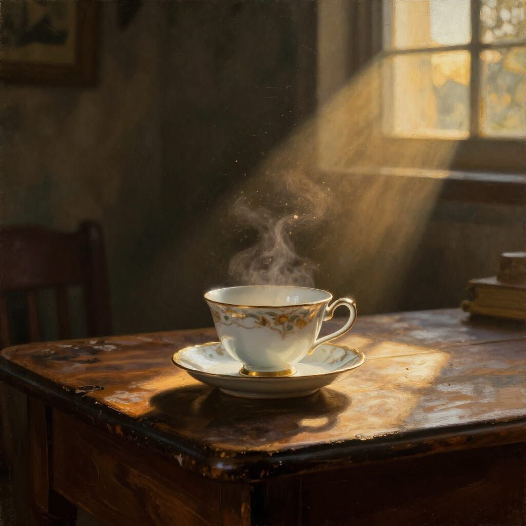 Elegant Teacup in Golden Sunset Light