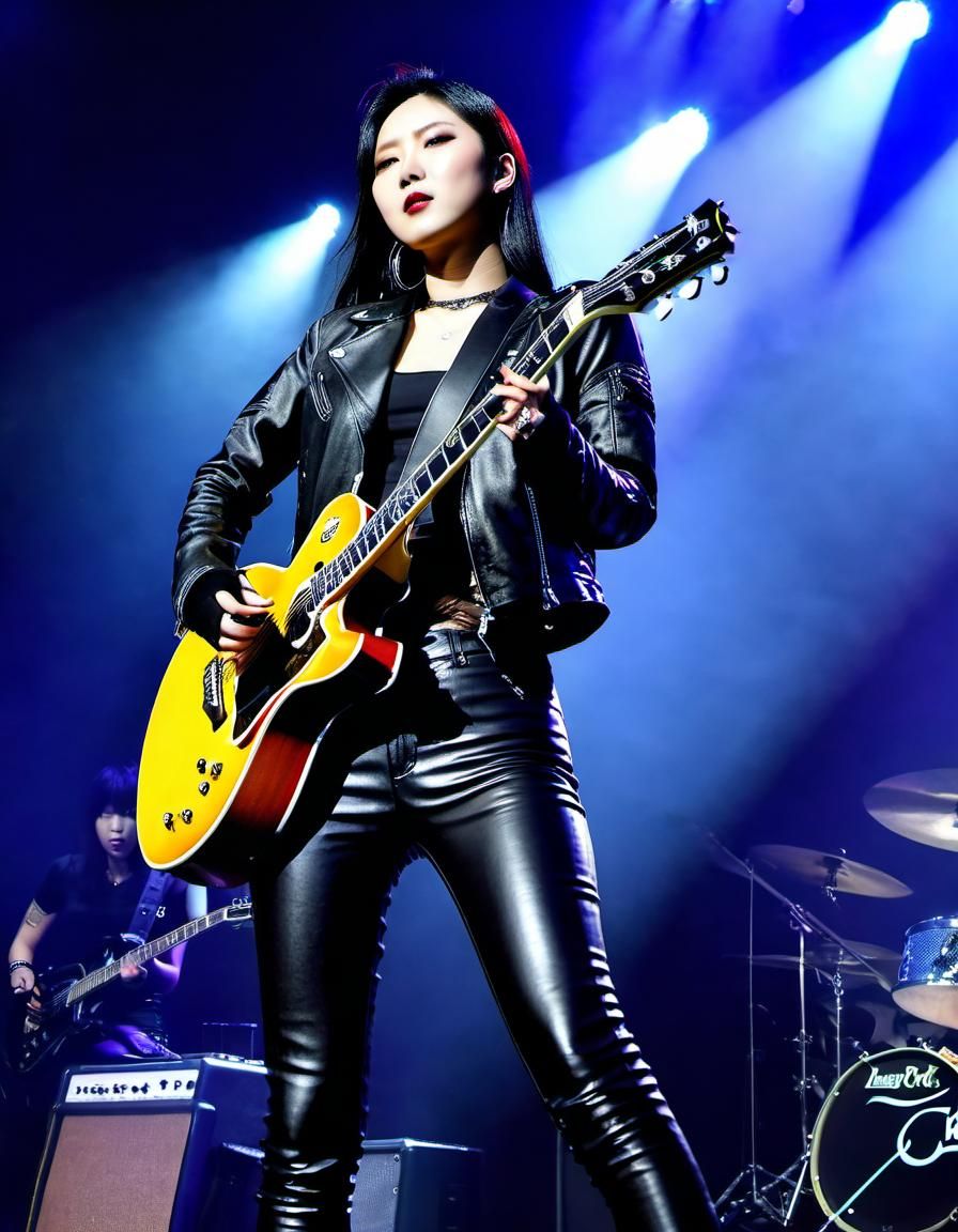 Realistic Korean Rock Musician on Stage