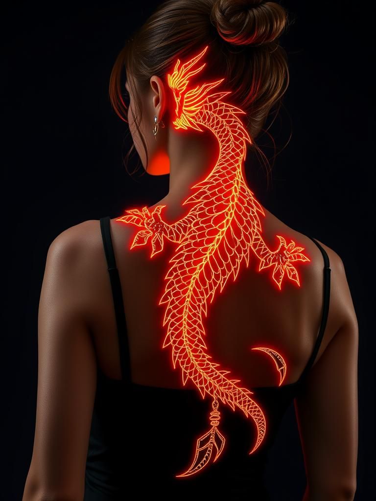Luminous Dragon Tattoo in Hyper-Realistic 3D
