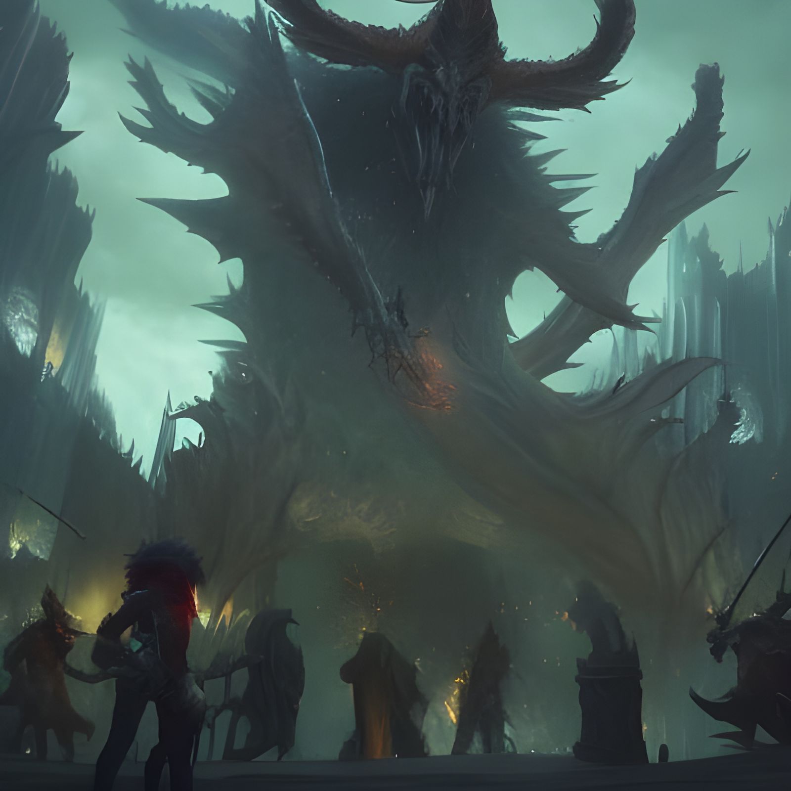 Epic Final Boss Battle in Dark Fantasy Style