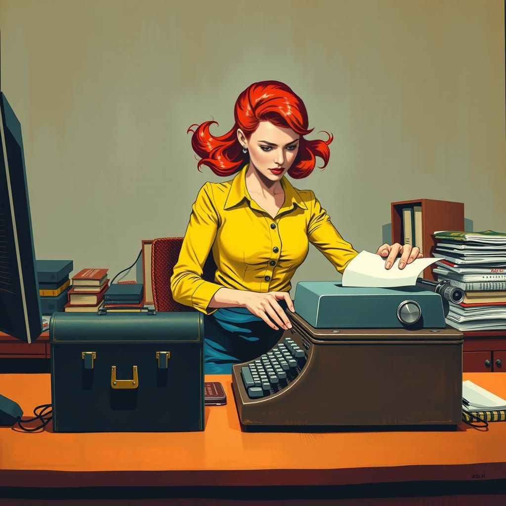 Intricate Secretary in Dynamic Motion, Triadic Colors