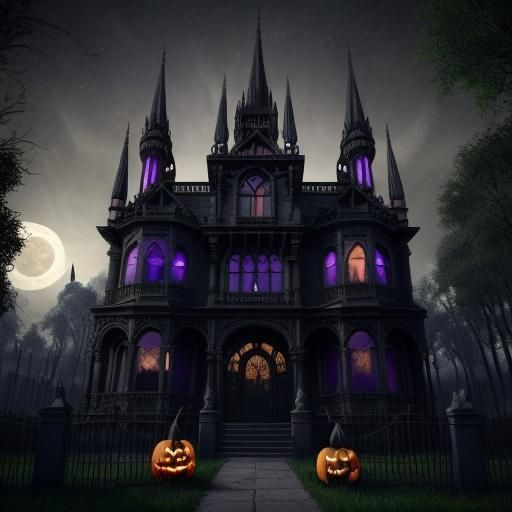 Gomez and Morticia Addams Spooky Mansion Art