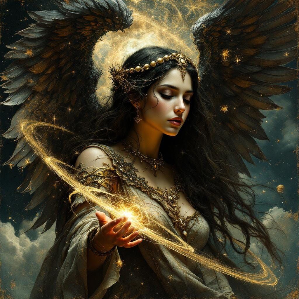 Fantasy Angel of Time Portrait in Earthy Tones