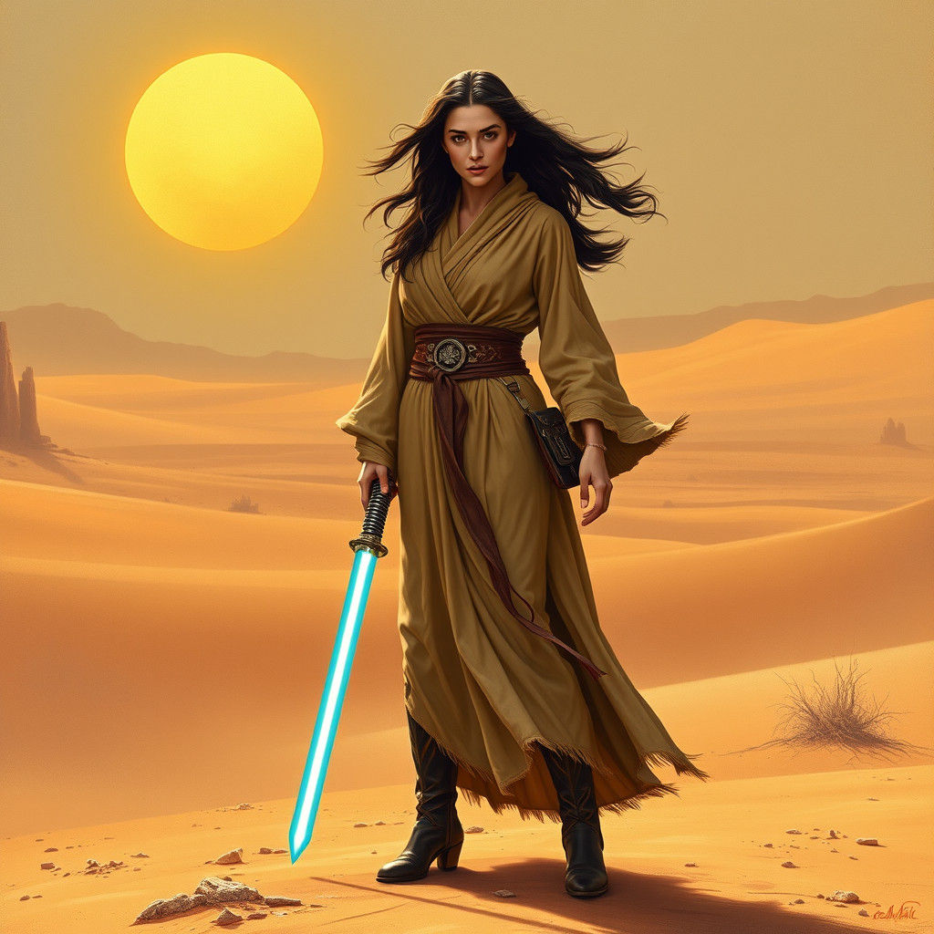 Dolores del Rio as Jedi in Tatooine Desert