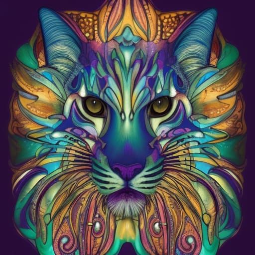 Mystical Leopard Portrait in Psychedelic Colors