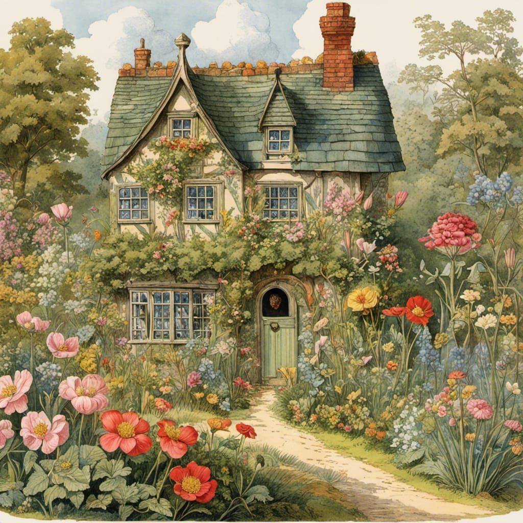 Enchanted Flower Cottage: Victorian Botanical Illustration