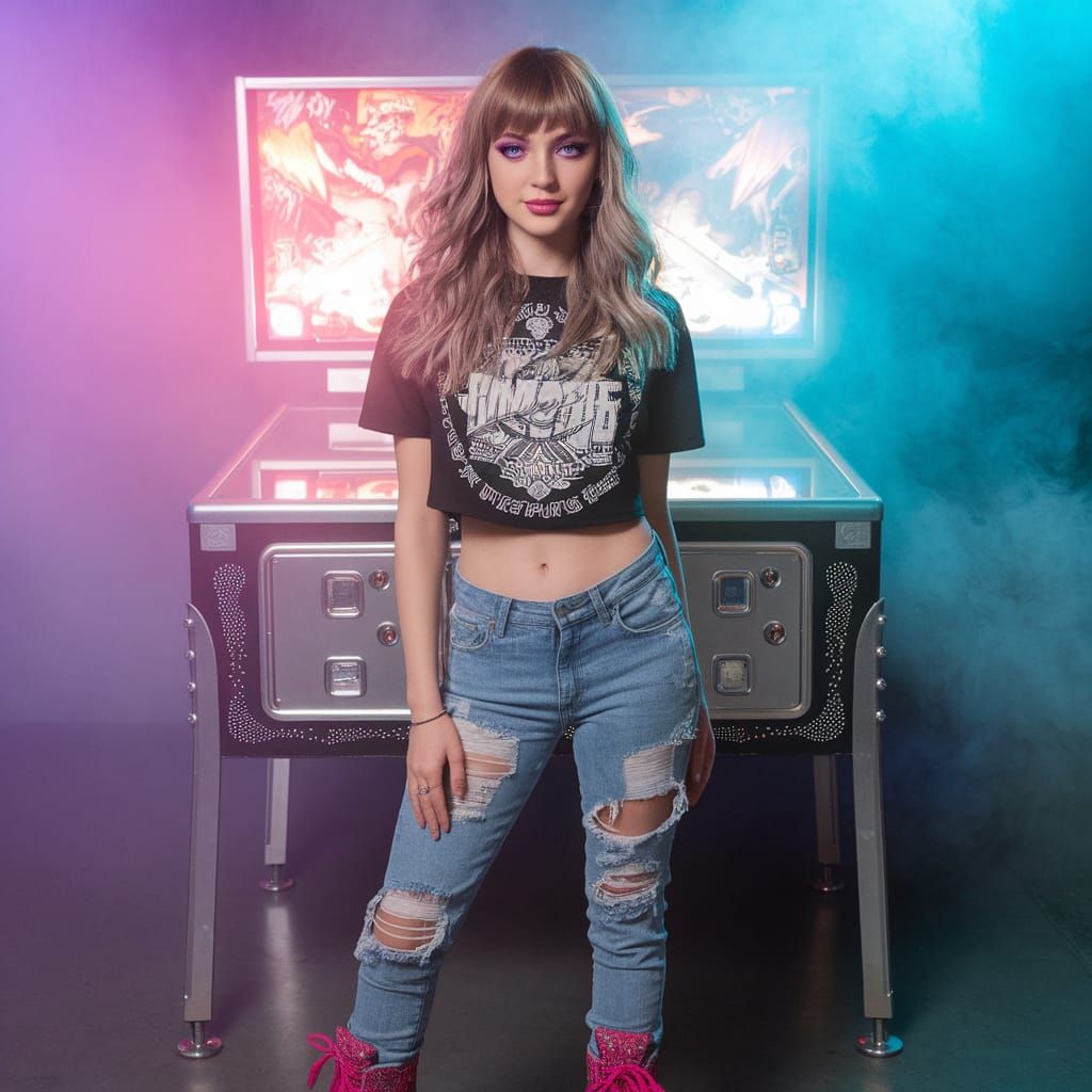 Teenage Roller Skating Scene in Retro Skating Rink