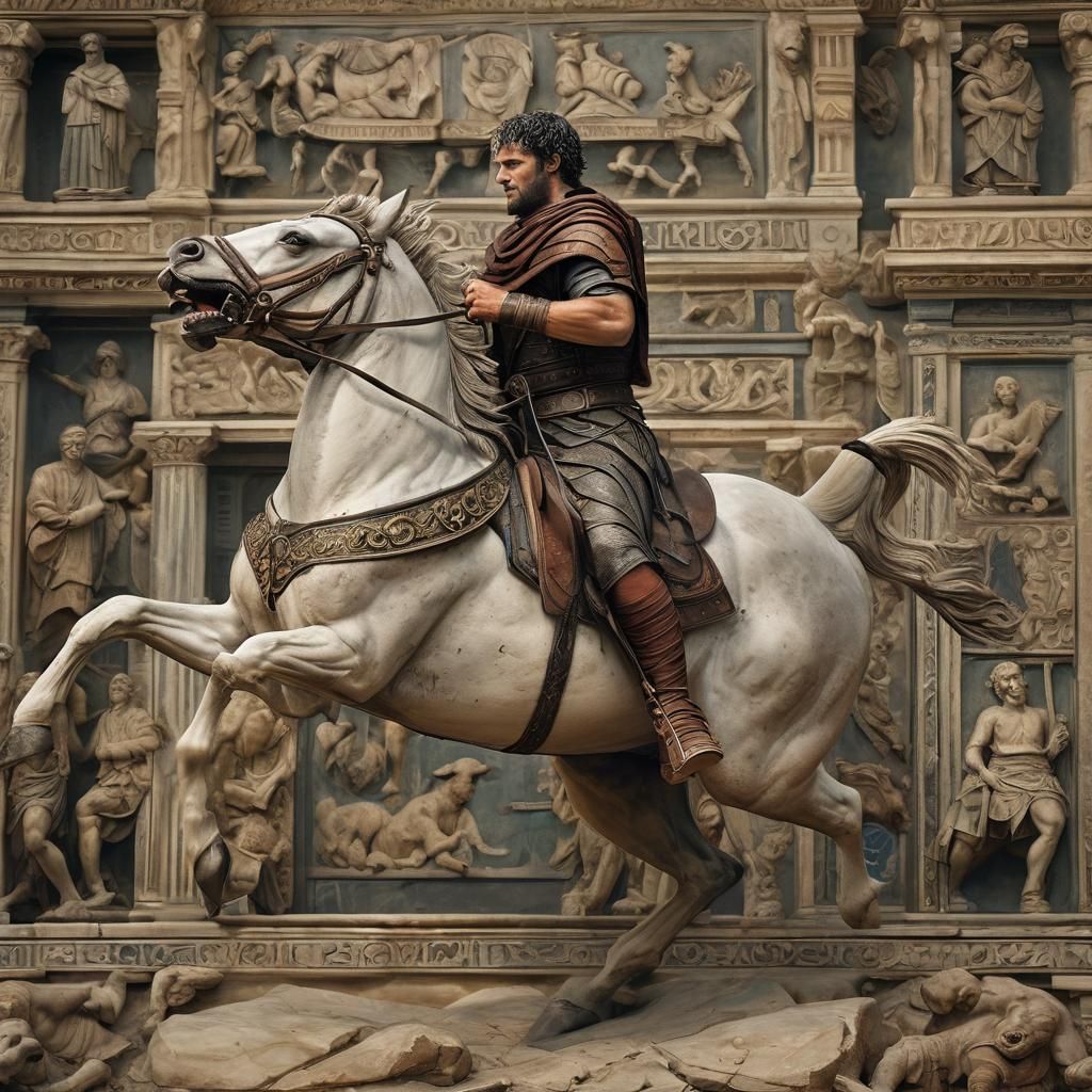 Roman Equestrian With Rottweiler: Cinematic Masterpiece