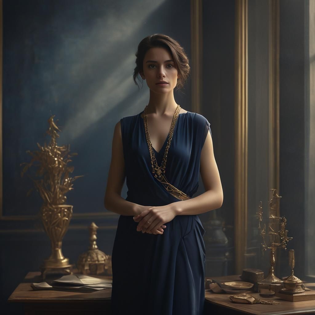 Elegant Brunette Portrait in Soft Studio Light