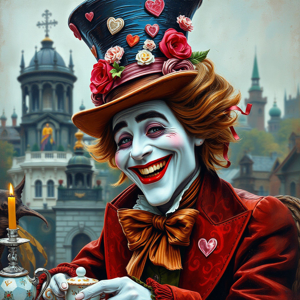 Mad Hatter's Tea Party in Abstract Expressionist Style