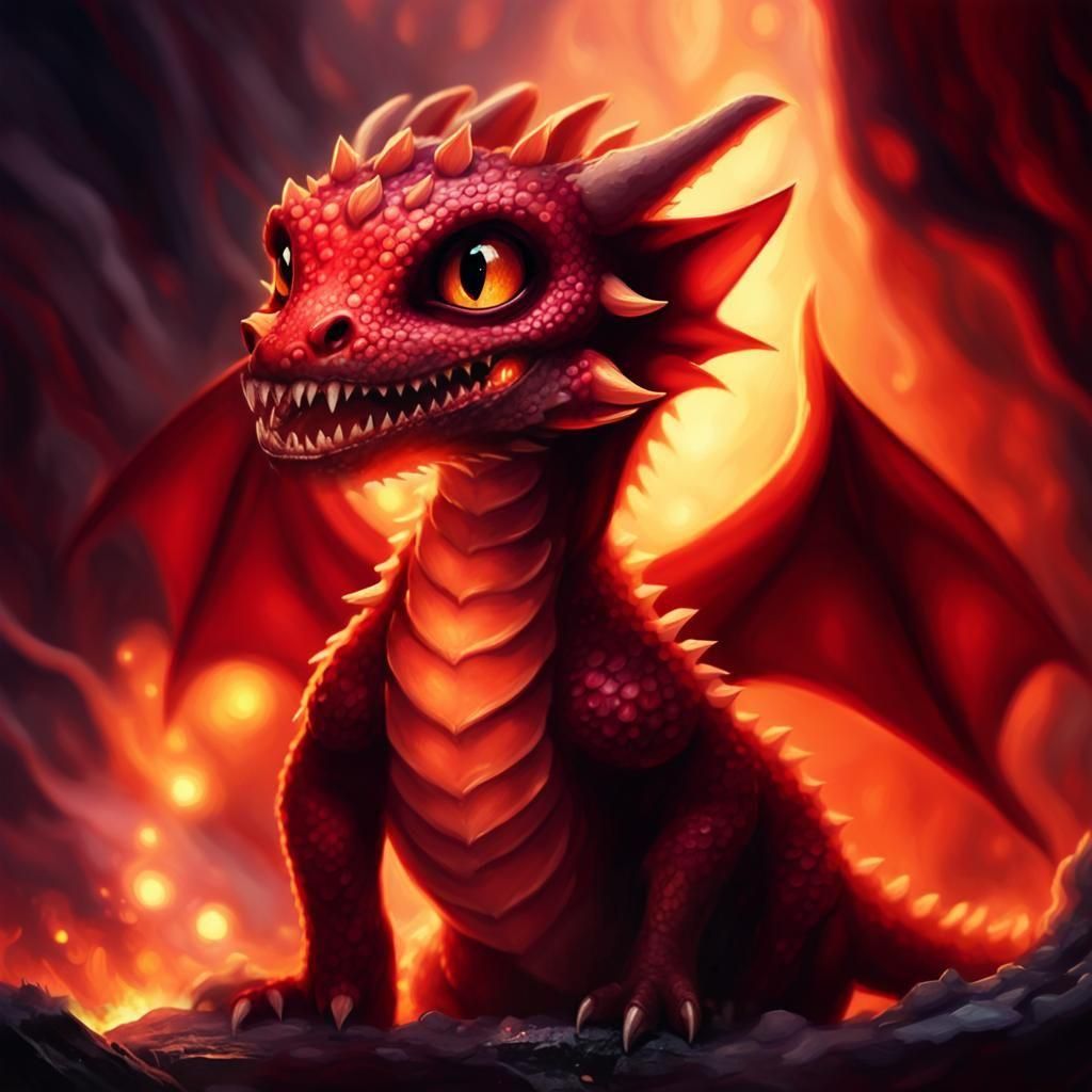 Enchanting Baby Dragon with Fiery Breath