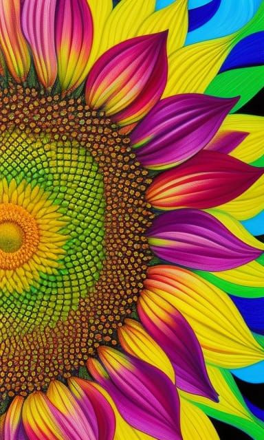 Hyperrealistic Sunflower Crayon Drawing in Renaissance Style