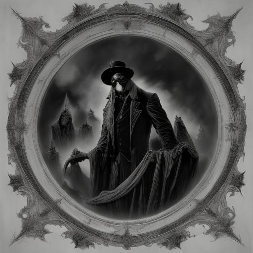 <lora:Frames Mirrors fear:1.0> German Expressionist cinema still. Close-up. Bespectacled and top-hatted Doctor raises co...